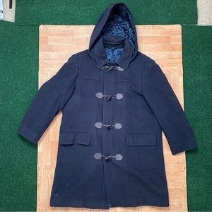 Ralph Lauren Wool Toggle Coat Duffel/Pea Mens Medium Long Quilted Removable Hood